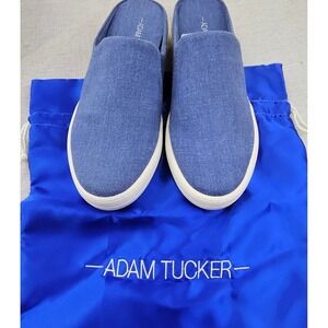 Adam Tucker Denim Mules Slip On Shoes Womens Size 5.5 M Blue Casual Comfort